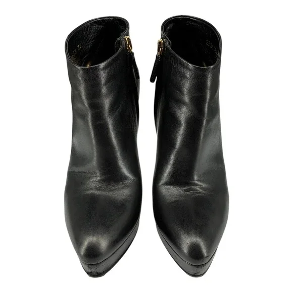 Black Nappa Platform Zip Bootie Stiletto Night Out Moto Gucci Steve EU36 - Picture 5 of 12
